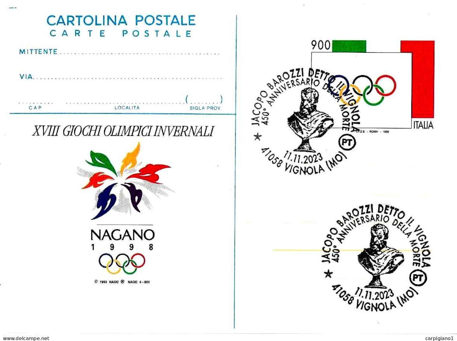 ITALIA ITALY - 2023 VIGNOLA (MO) 450° Morte JACOPO BAROZZI IL VIGNOLA Su Cartolina Postale CP - 11086 - 2021-...: Marcophilie