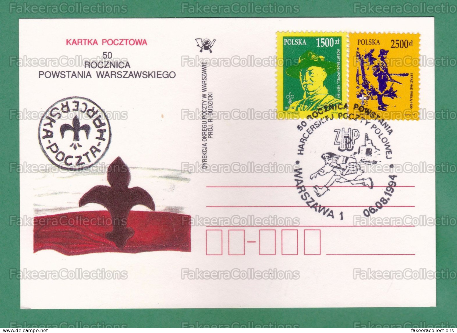 POLAND 1994 - 50th ANNIVERSARY OF WARSAW UPRISING, SCOUTS - Post Card With SCOUT Stamps - As Scan - Covers & Documents