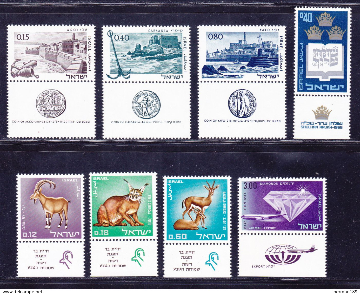 ISRAEL N°  330 à 333, 351 à 353, A47 ** MNH Neufs Sans Charnière, TB (D7749) Sujets Divers - 1967-68 - Unused Stamps (with Tabs)