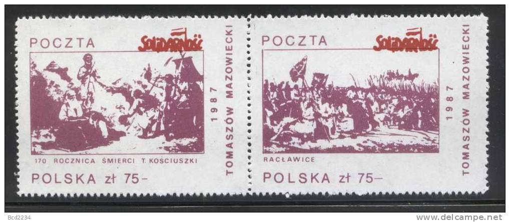 POLAND SOLIDARITY (POCZTA SOLIDARNOSC) 1987 170TH DEATH GENERAL KOSCIUSZKO BATTLE USA LITHUANIA Horses - Solidarnosc-Vignetten