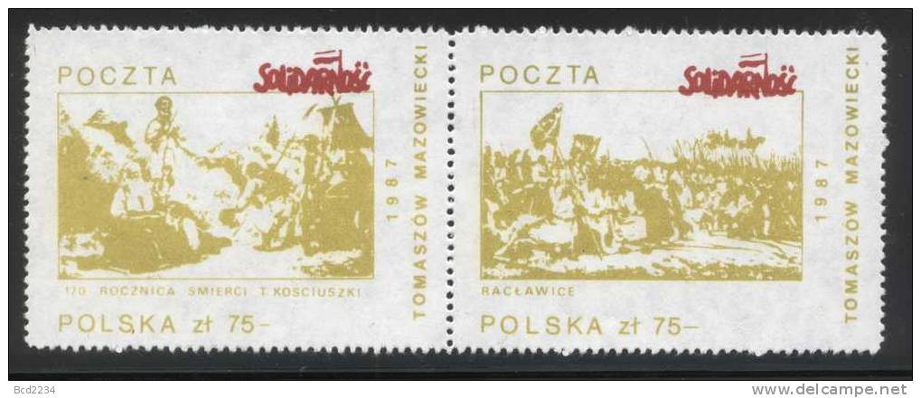 POLAND SOLIDARITY (POCZTA SOLIDARNOSC) 1987 170TH DEATH GENERAL KOSCIUSZKO BATTLE USA LITHUANIA Horses - Solidarnosc Labels