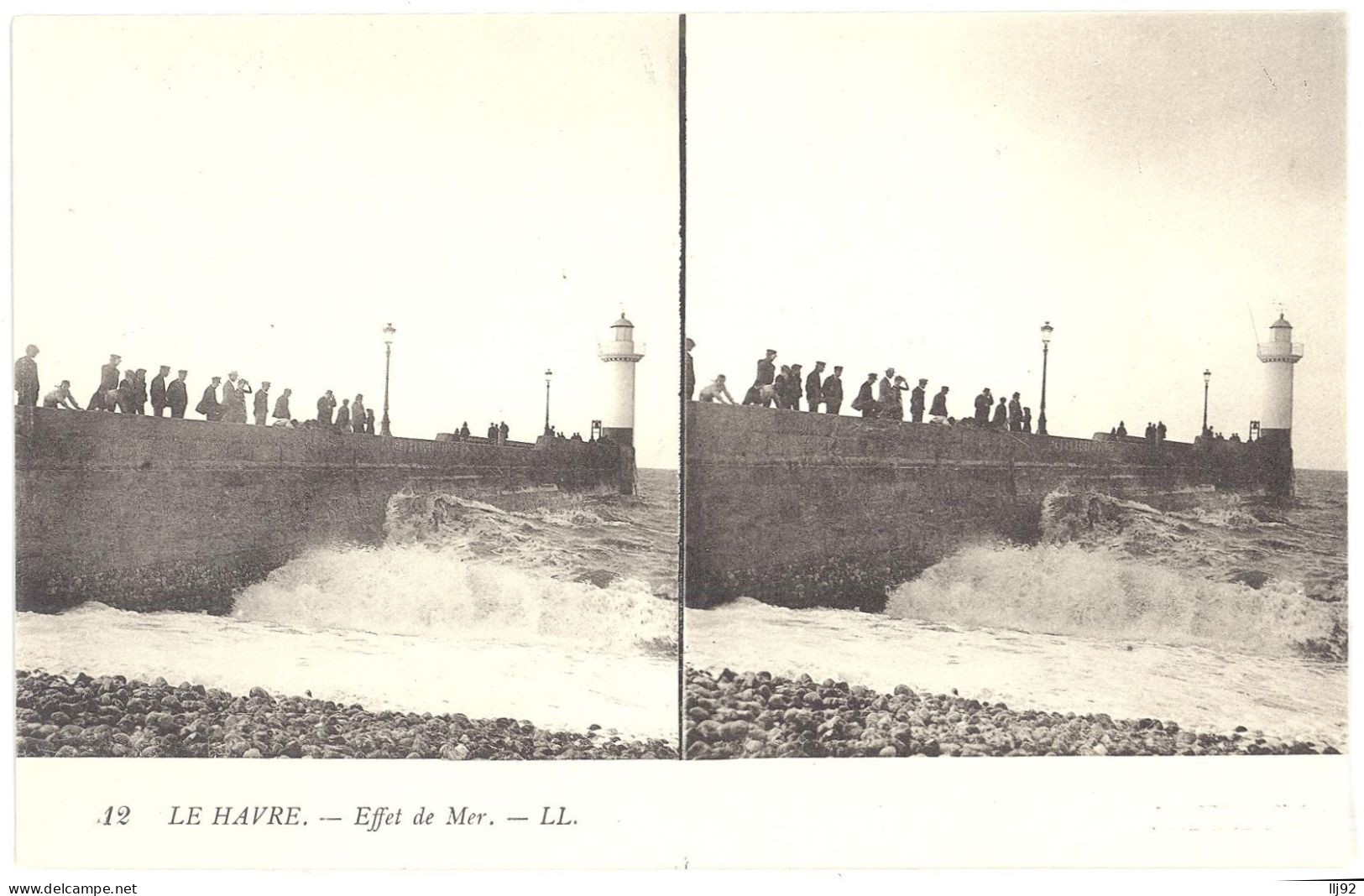 CPA Stéréo 76 - LE HAVRE - 12. Effet De Mer - LL  - TTB - Cartes Stéréoscopiques