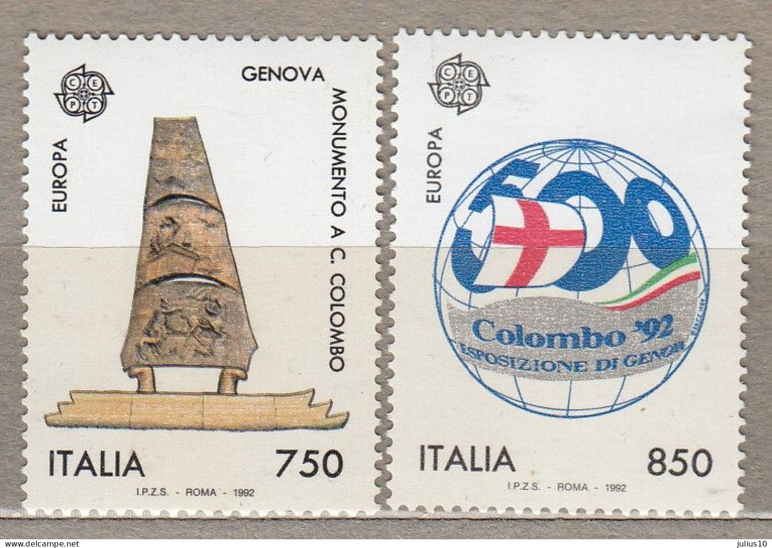 EUROPA CEPT 1992 Italy C.Colombo 500th Discovery Of America MNH(**) Mi 2213-2214 #33904 - 1992