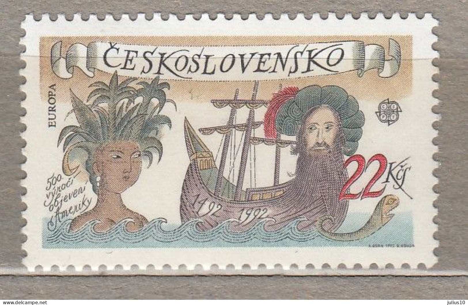 EUROPA CEPT 1992 Czechoslovakia C.Colombo 500th Discovery Of America MNH(**) Mi 3114 #33906 - 1992