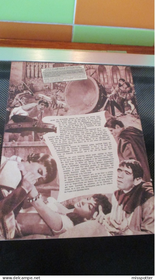 Programme Vintage EN ALLEMAND Film " Notre Dame De Paris " Gina Lollobrigida Anthony Quinn ( 21 Cm / 28 Cm ) - Altri & Non Classificati