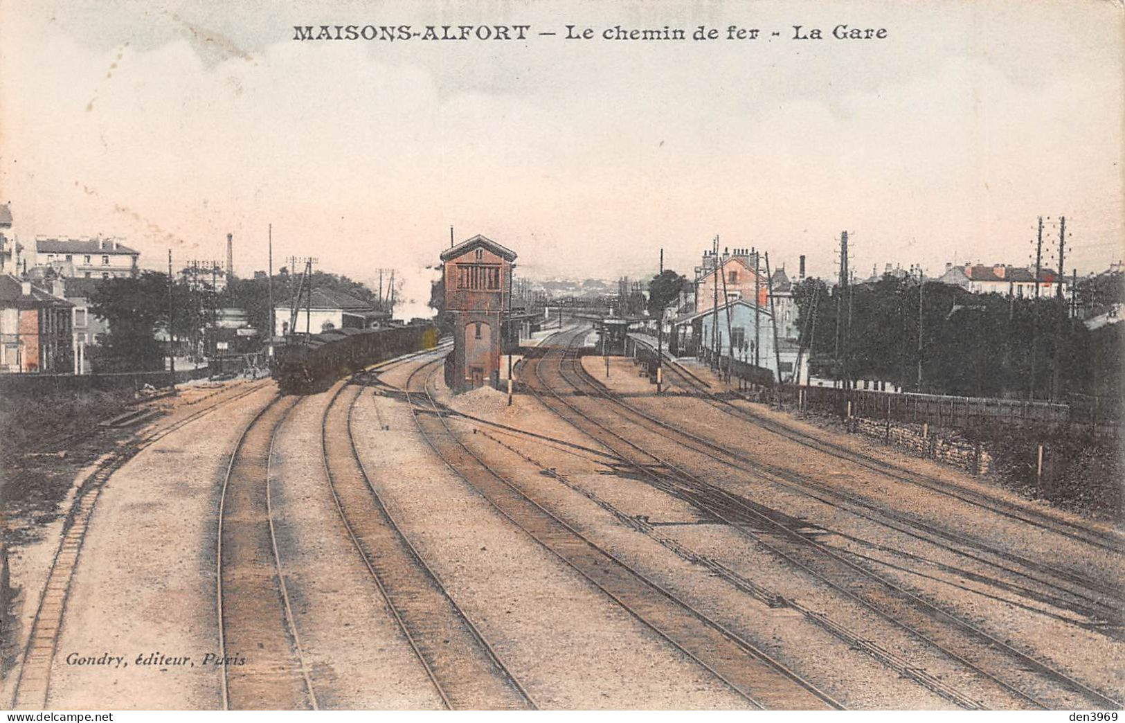 MAISONS-ALFORT (Val-de-Marne) - Le Chemin De Fer - La Gare Avec Train - Tirage Couleurs - Voyagé 1917 (2 Scans - Maisons Alfort