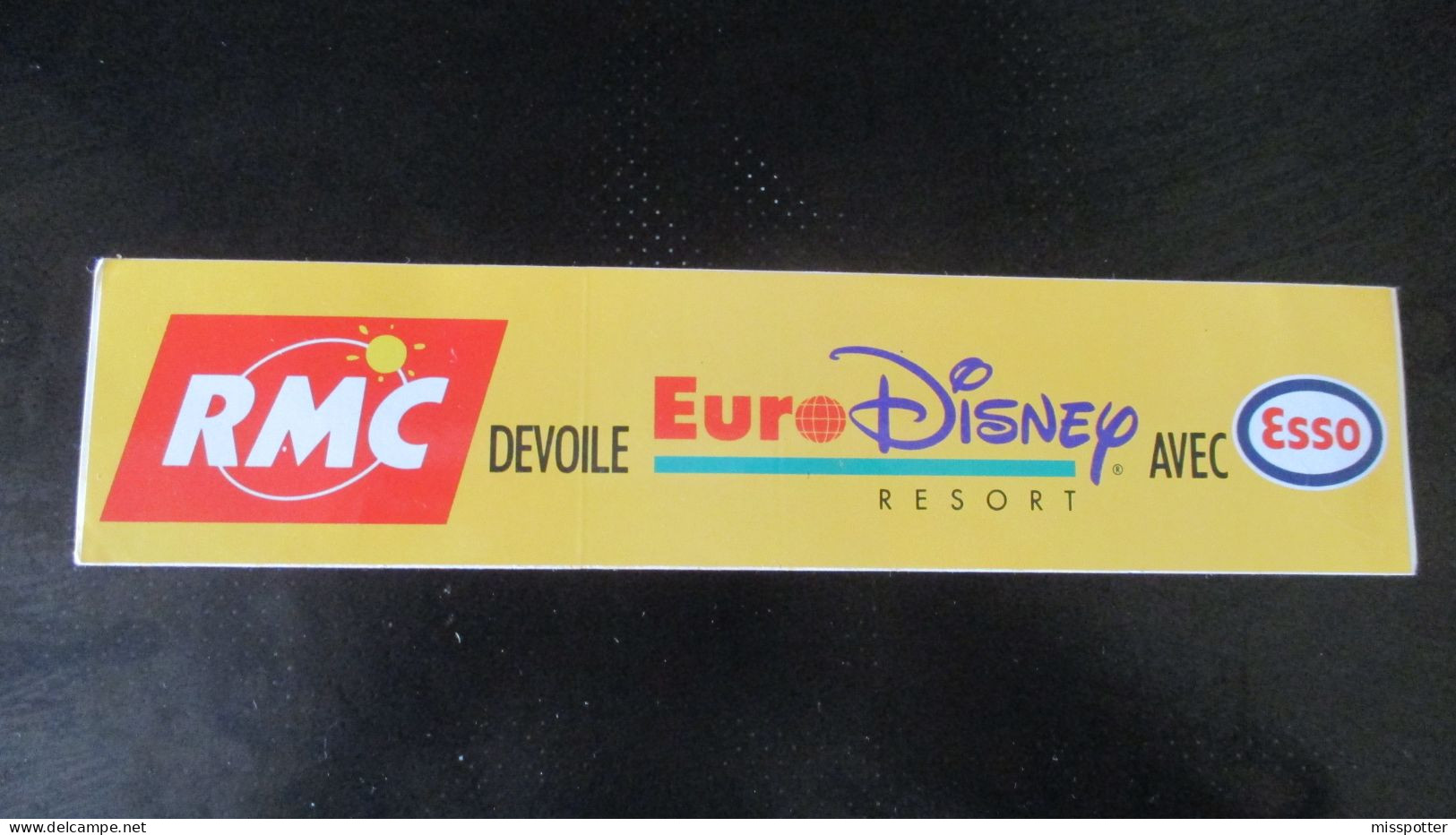 Autocollant Original Vintage 1992 Ouverture Euro Disney Resort Esso RMC ( 20 Cm / 4,5 Cm ) - Pegatinas