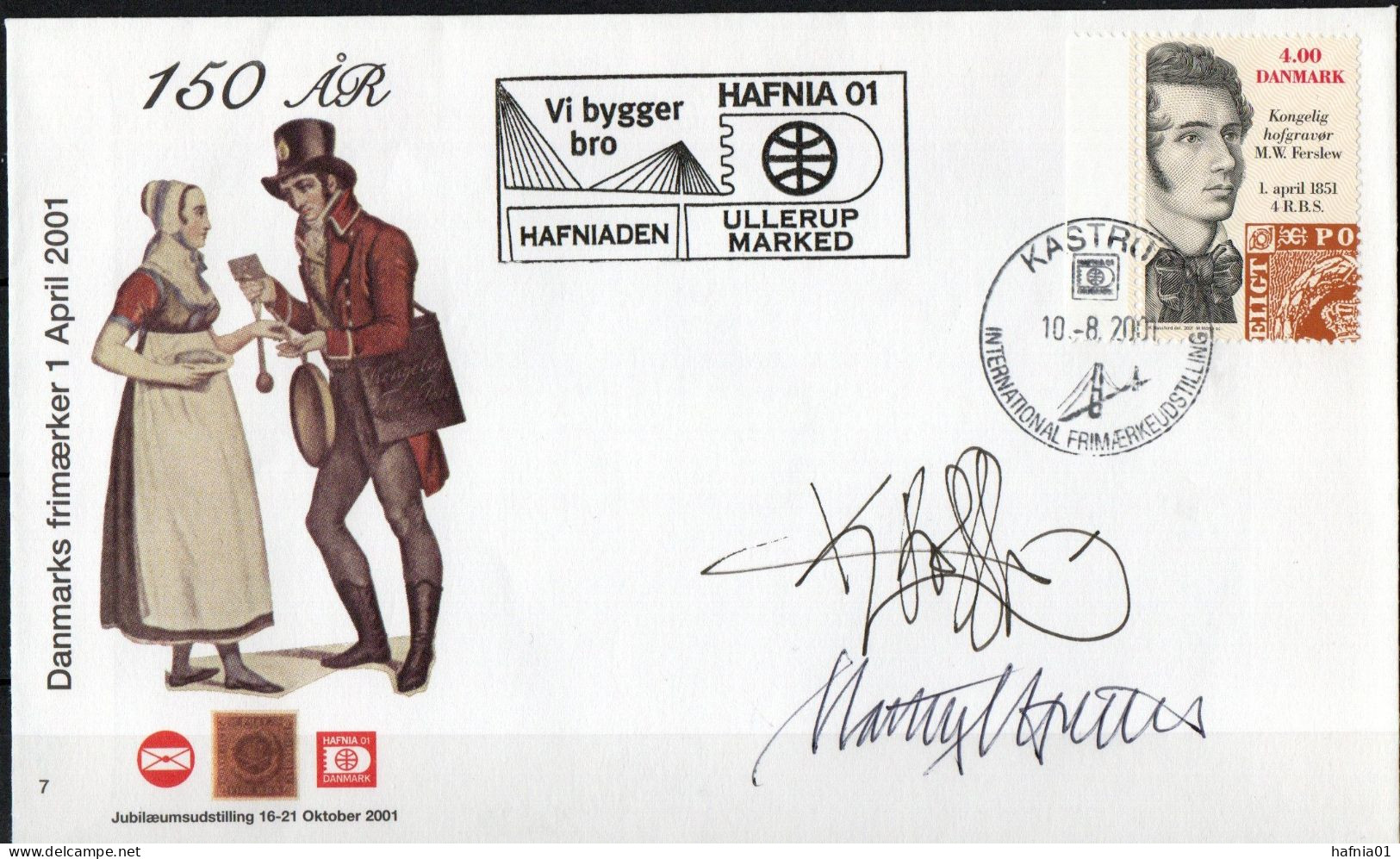 Martin Mörck. Denmark 2001. 150 Anniv Danish Stamps. Michel 1273 On Cover. Special Cancel, Rare Cachet. Signed. - Briefe U. Dokumente