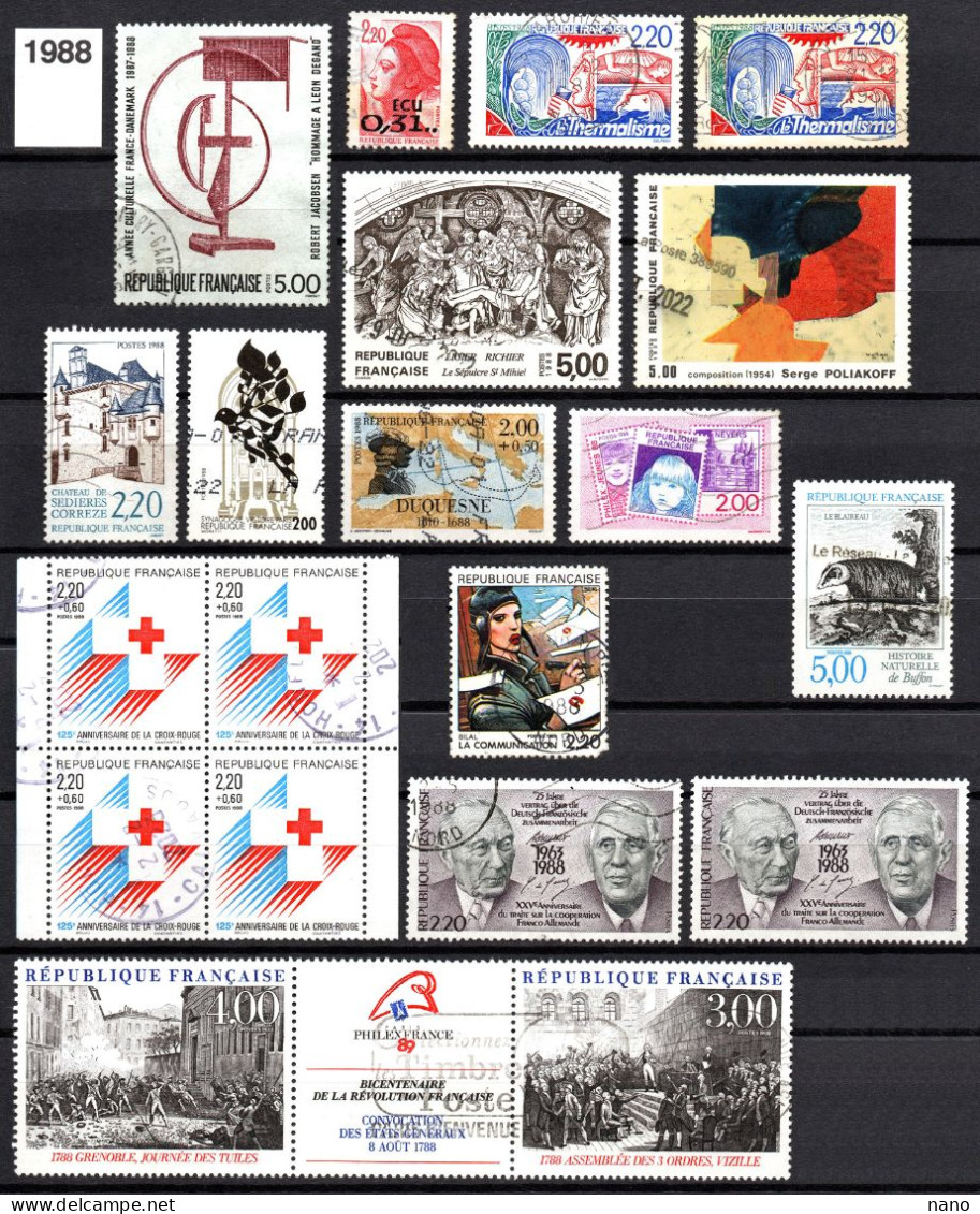 Années 1988 - 1989 - 48 Timbres - Oblitérés - Usados