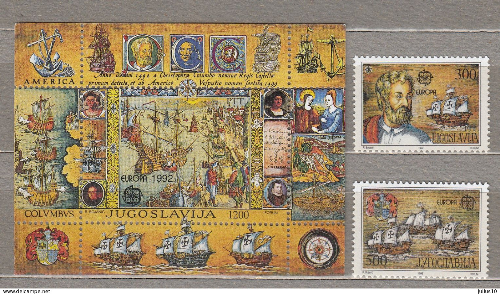 EUROPA CEPT 1992 Yugoslavia C.Colombo 500th Discovery Of America MNH(**) Mi Bl 41, 2534-2535 #33908 - 1992