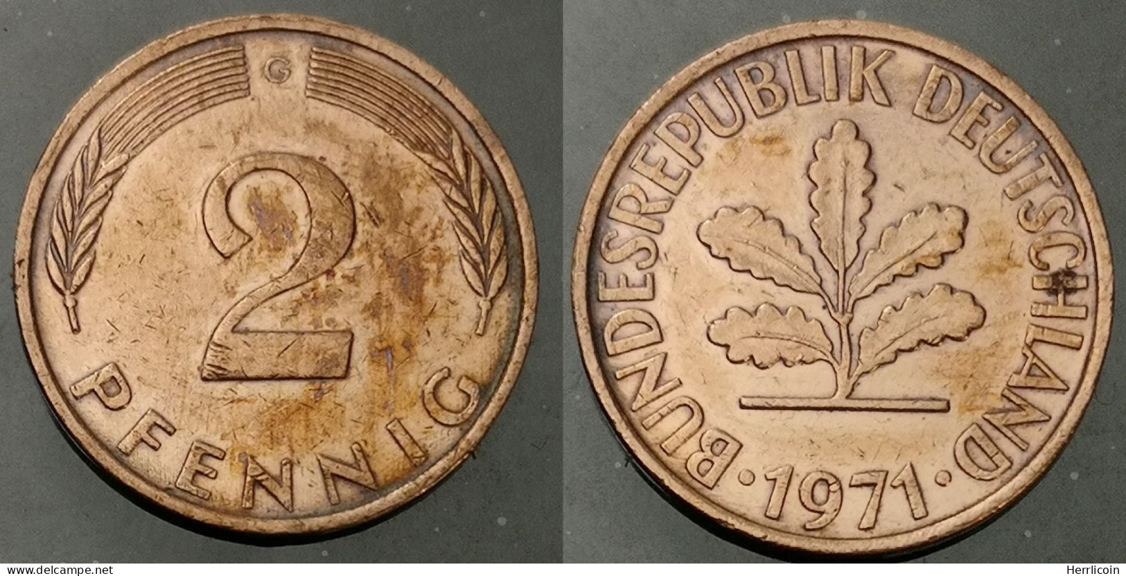 Monnaie Allemagne - 1971 G - 2 Pfennig Acier Plaqué Bronze - 2 Pfennig