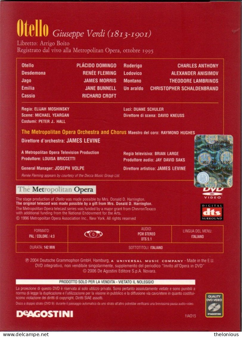* Invito All'Opera In DVD N 15: Giuseppe Verdi - Otello - Con Libretto - Concert Et Musique