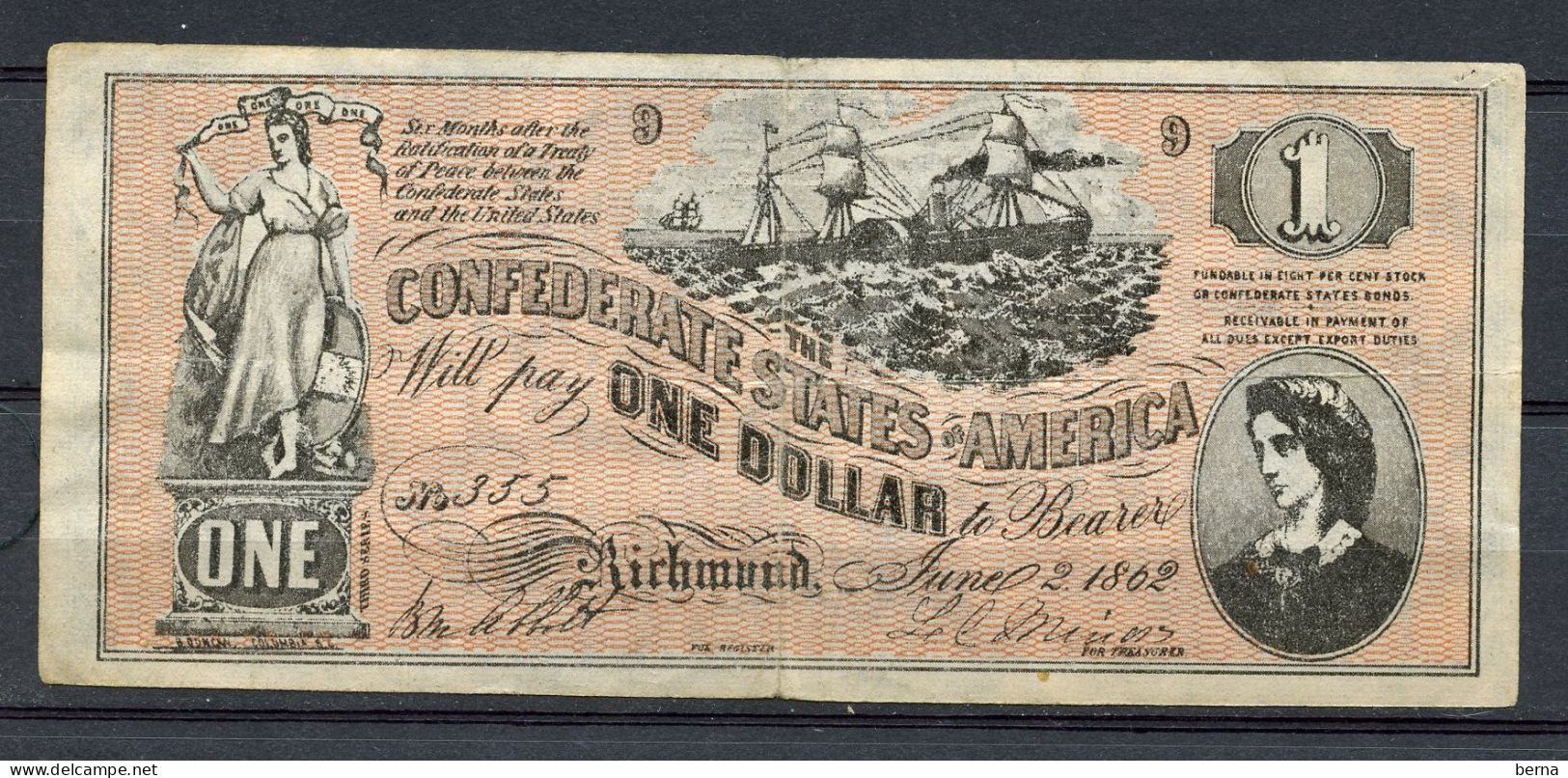 1862 BILLET 1 DOLLAR BATEAU - Other & Unclassified