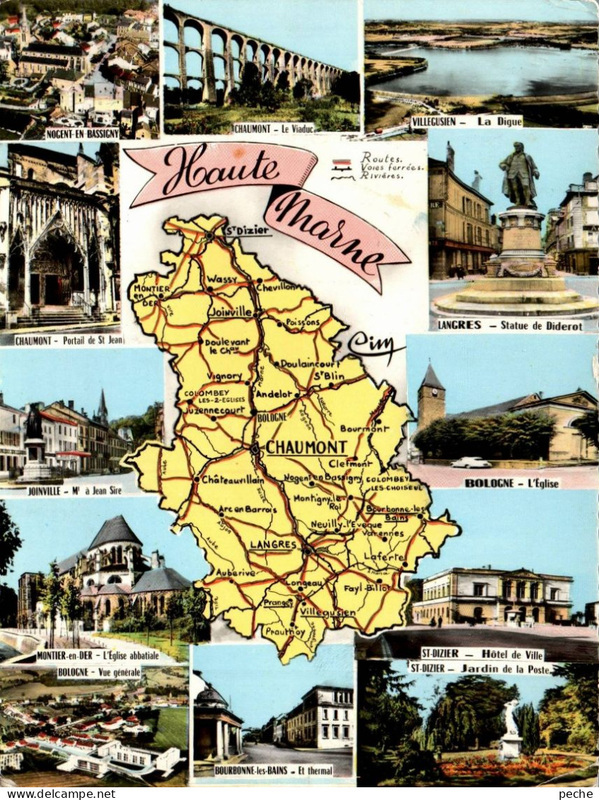 N°301 Z -cpsm Carte Géographique Haute Marne - Maps