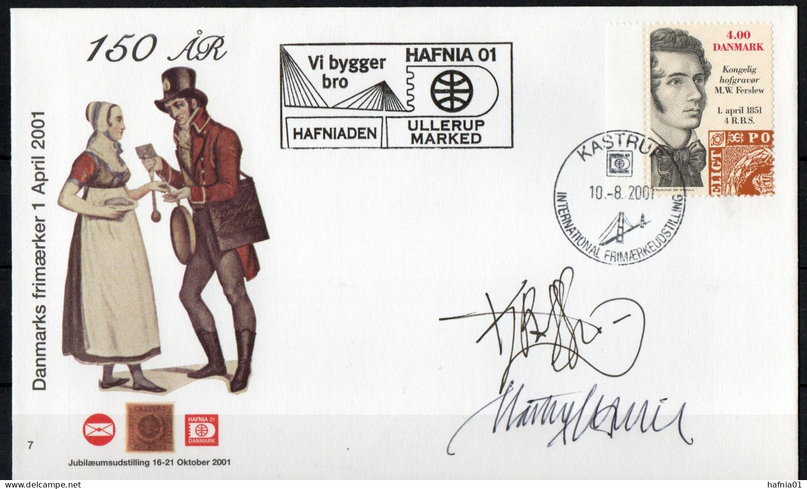 Martin Mörck. Denmark 2001. 150 Anniv Danish Stamps. Michel 1273 On Cover. Special Cancel, Rare Cachet. Signed. - Brieven En Documenten