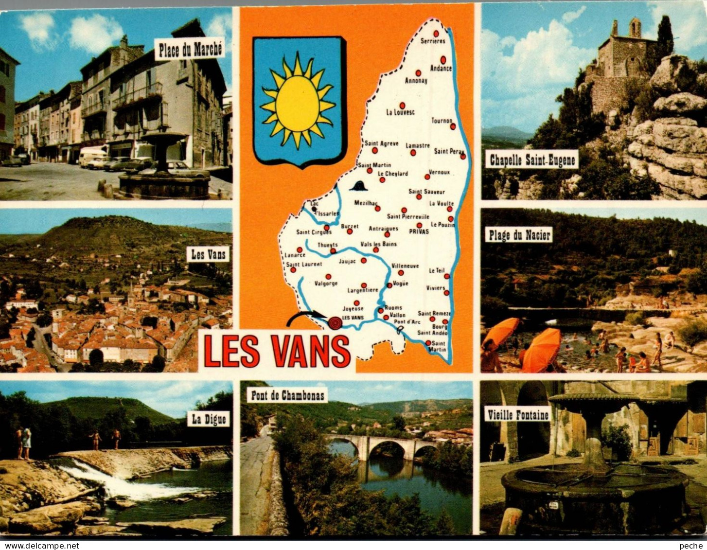 N°304 Z -cpsm Carte Géographique Les Vans - Cartes Géographiques