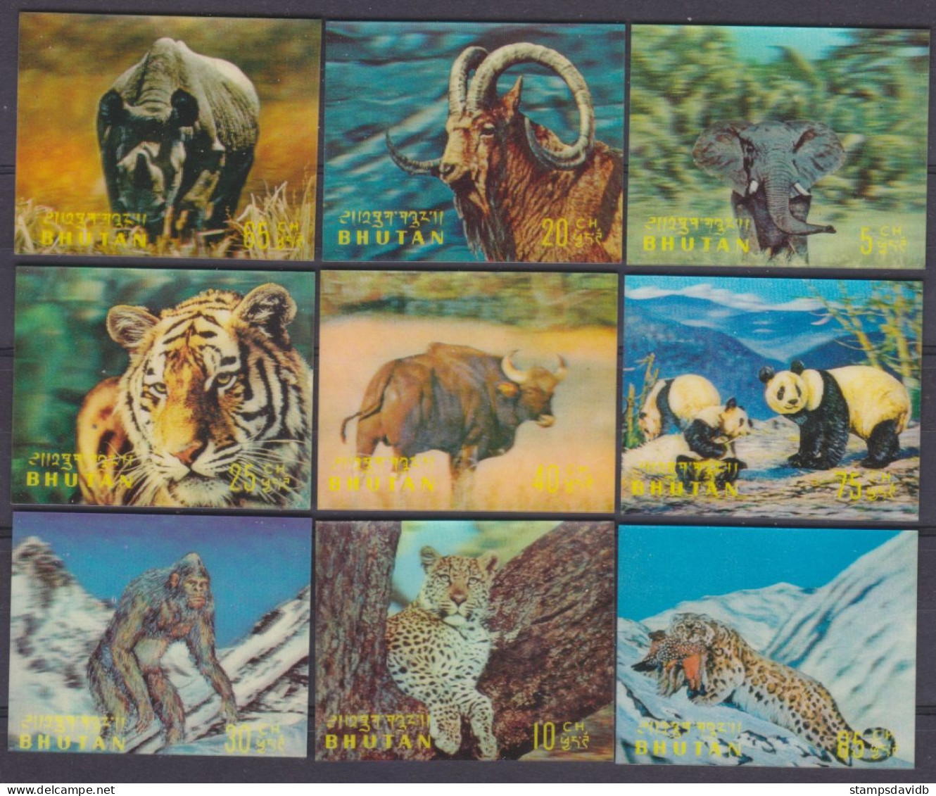 1970 Bhutan 376-384 3D Fauna 18,00 € - Big Cats (cats Of Prey)