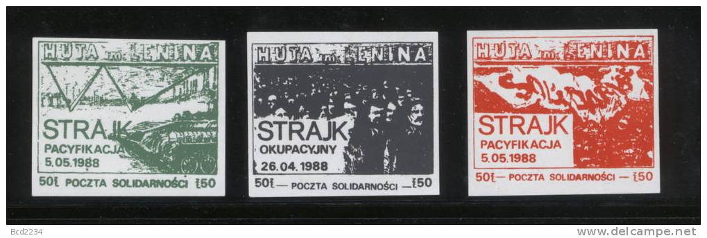 POLAND SOLIDARNOSC SOLIDARITY 1988 STRIKE IN LENIN STEEL MILL OCCUPATION 26 APRIL PACIFICATION 5 MAY (SOLID 0672/0314) - Vignette Solidarnosc