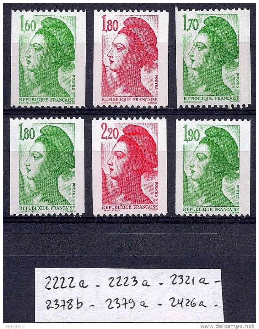 FRANCE  - LIBERTE GANDON - 6 TIMBRES ROULETTES - NEUFS** LUXE MNH - Rollo De Sellos