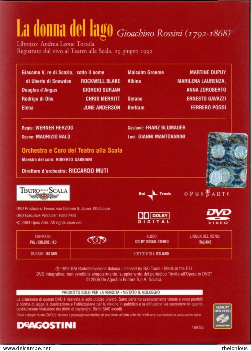 * Invito All'Opera In DVD N 26: Gioachino Rossini - La Donna Del Lago - Con Libretto - Concert Et Musique