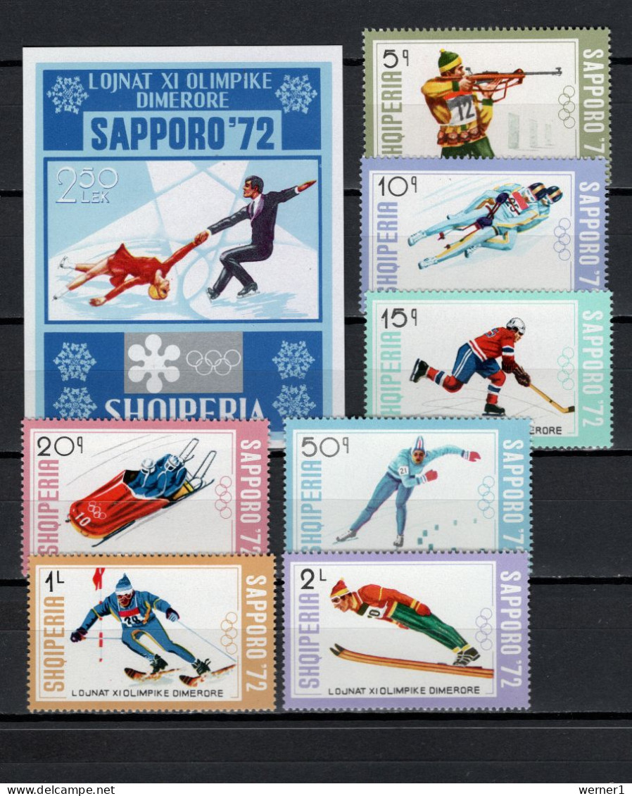 Albania 1972 Olympic Games Sapporo Set Of 7 + S/s MNH - Winter 1972: Sapporo