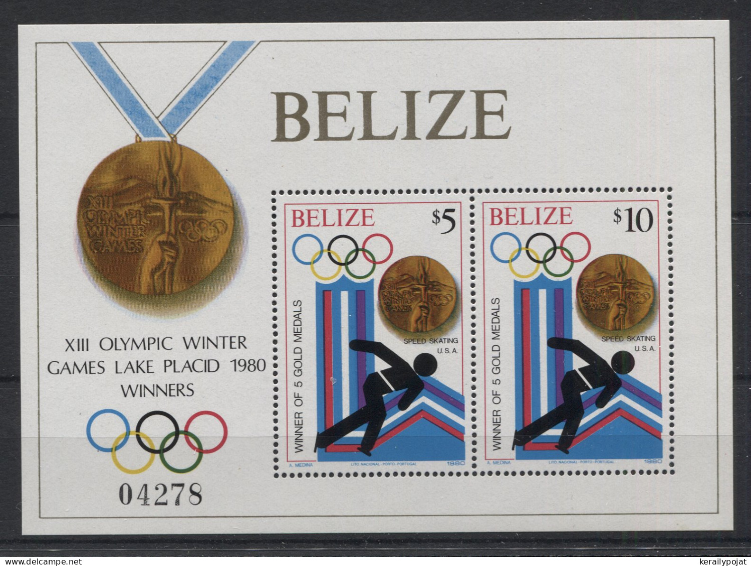 Belize - 1979 Winner Of Lake Placid Block (1) MNH__(TH-24103) - Belize (1973-...)