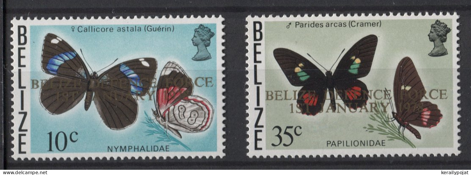 Belize - 1978 Butterflies National Defense Force Overprints MNH__(TH-24789) - Belice (1973-...)