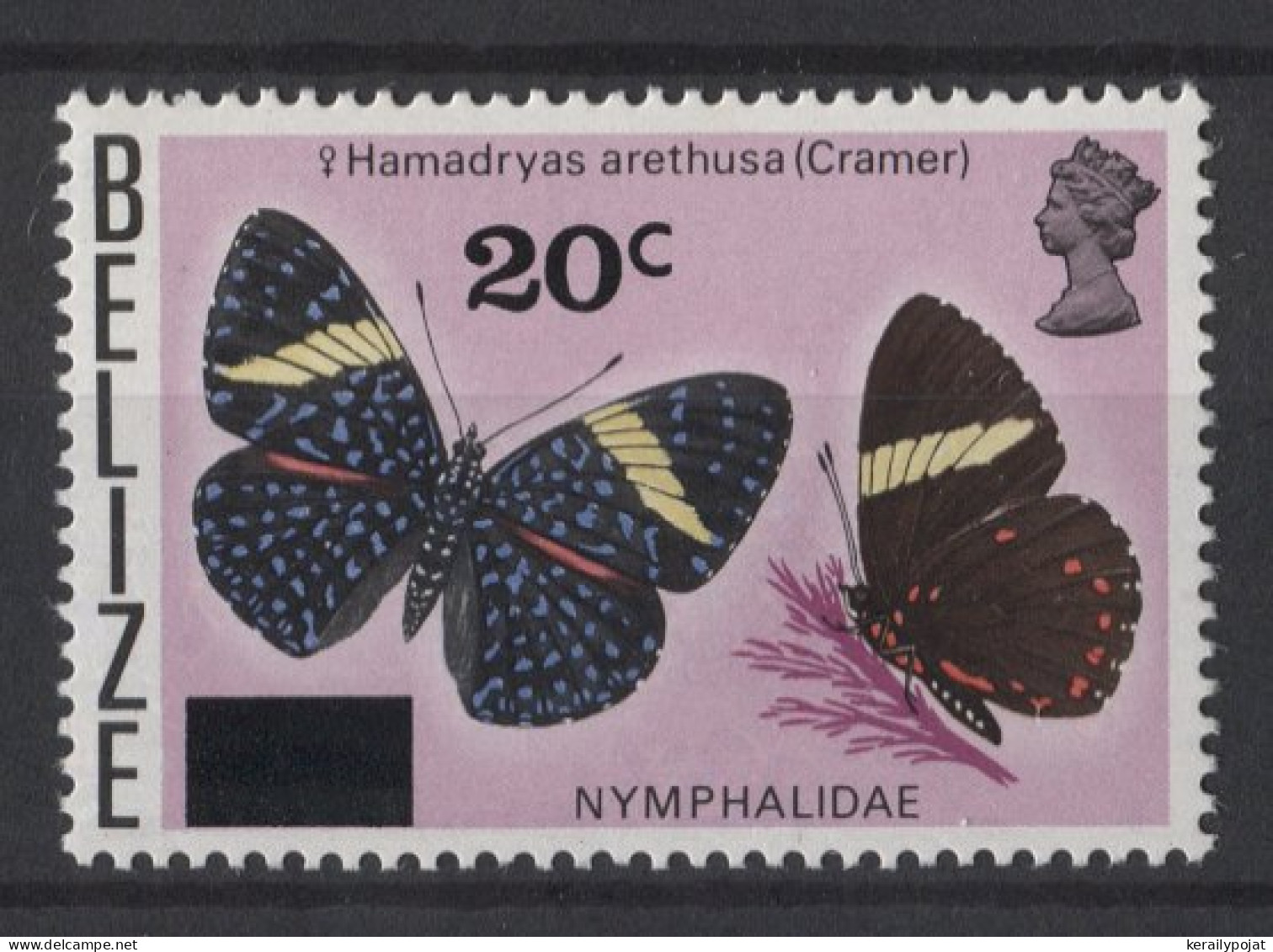 Belize - 1976 Butterflies 20c Overprint MNH__(TH-24787) - Belice (1973-...)