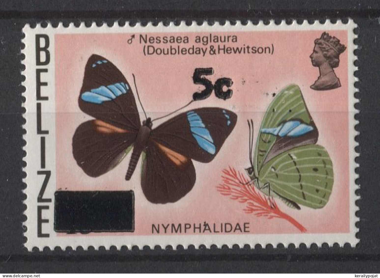 Belize - 1977 Butterflies 5c Overprint MNH__(TH-24786) - Belize (1973-...)