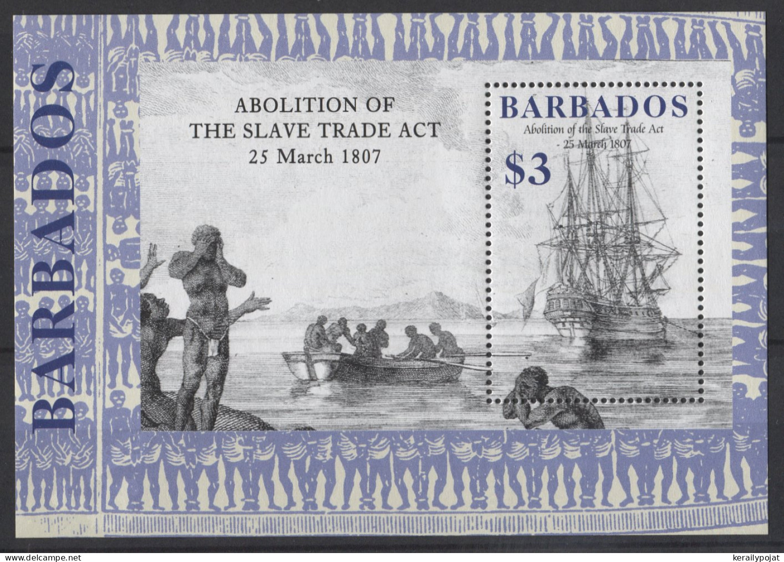 Barbados - 2007 Abolition Of The Slave Trade Block MNH__(TH-26450) - Barbades (1966-...)