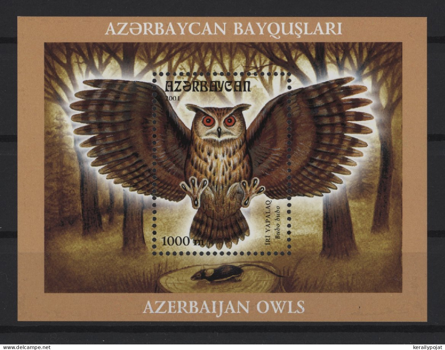 Azerbaïjan - 2001 Owls Block (2) MNH__(TH-27276) - Azerbaïdjan