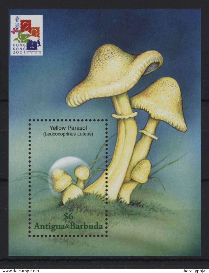 Antigua - 2001 Mushrooms Block (2) MNH__(TH-24417) - Antigua Y Barbuda (1981-...)