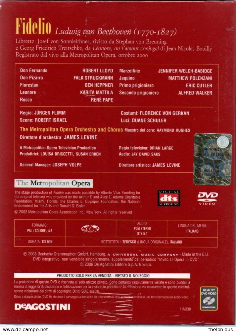 * Invito All'Opera In DVD N 38: Ludwig Van Beethoven - Fidelio - Nuovo Sigillato - Concerto E Musica