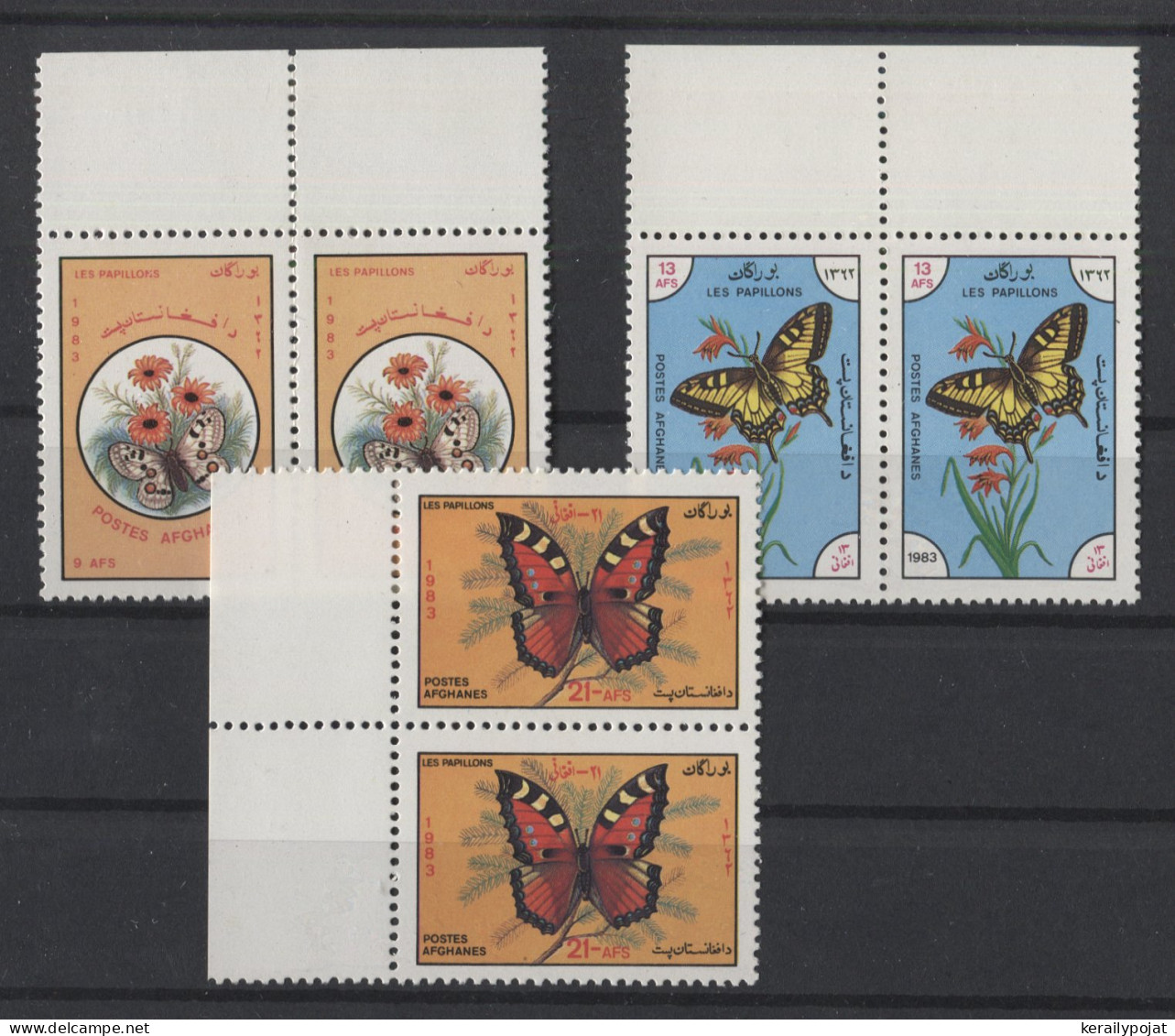 Afghanistan - 1983 Butterflies Pairs MNH__(TH-24744) - Afghanistan