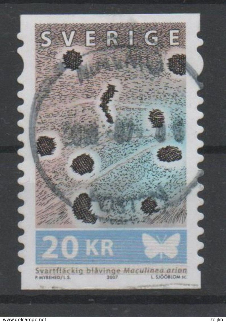 Sweden, Used, 2007, Flora, Butterfly - Gebraucht