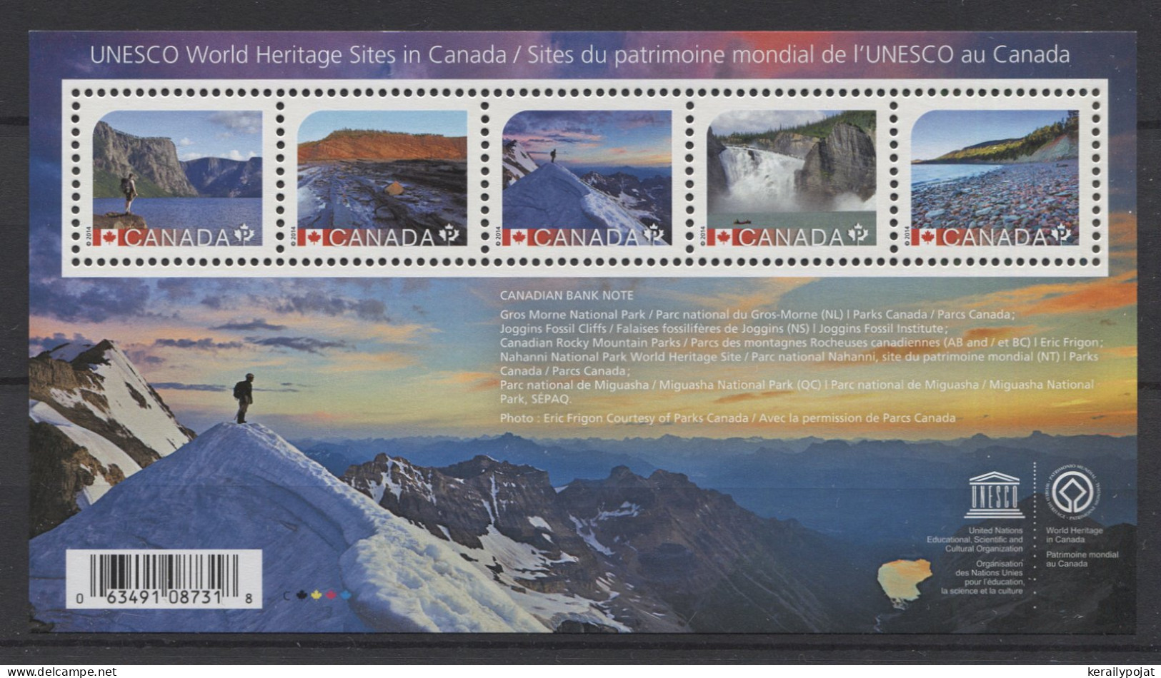 Canada - 2014 Unesco World Heritage (I) Block MNH__(TH-24680) - Blocks & Sheetlets