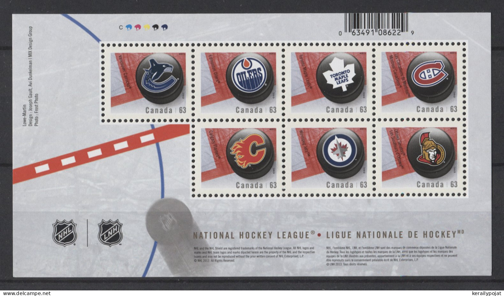 Canada - 2013 Emblems Of Ice Hockey League Block MNH__(TH-24673) - Blocs-feuillets