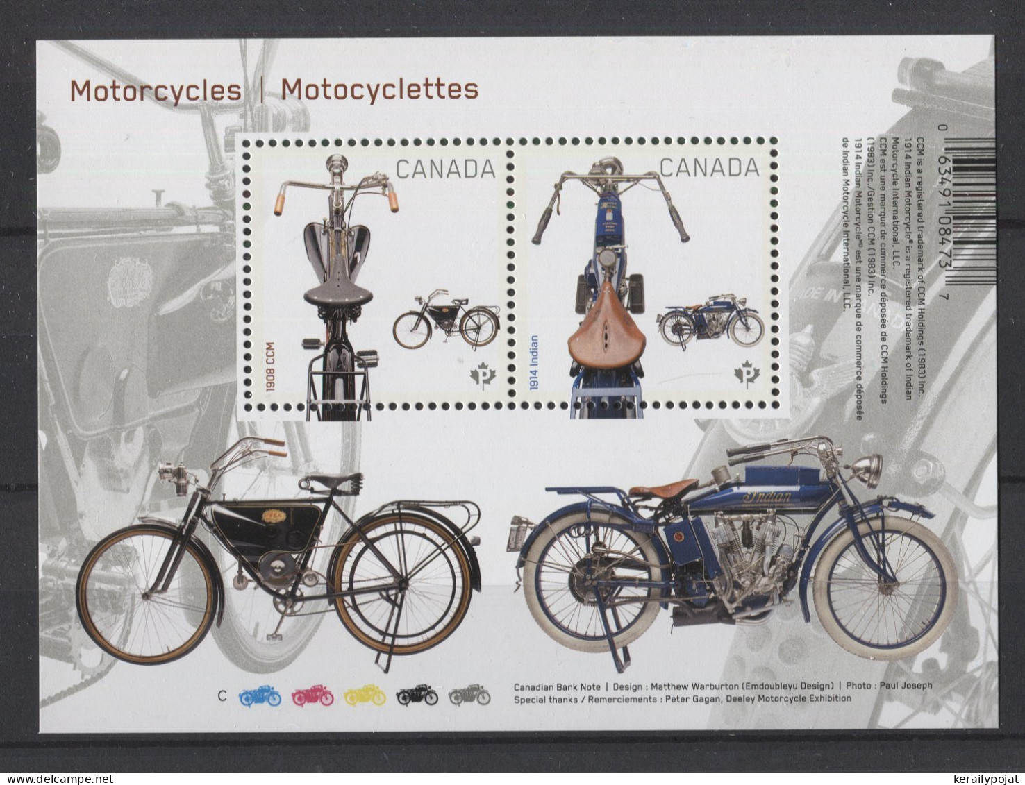 Canada - 2013 Canadian Light Motorcycles Block MNH__(TH-24668) - Blocks & Sheetlets