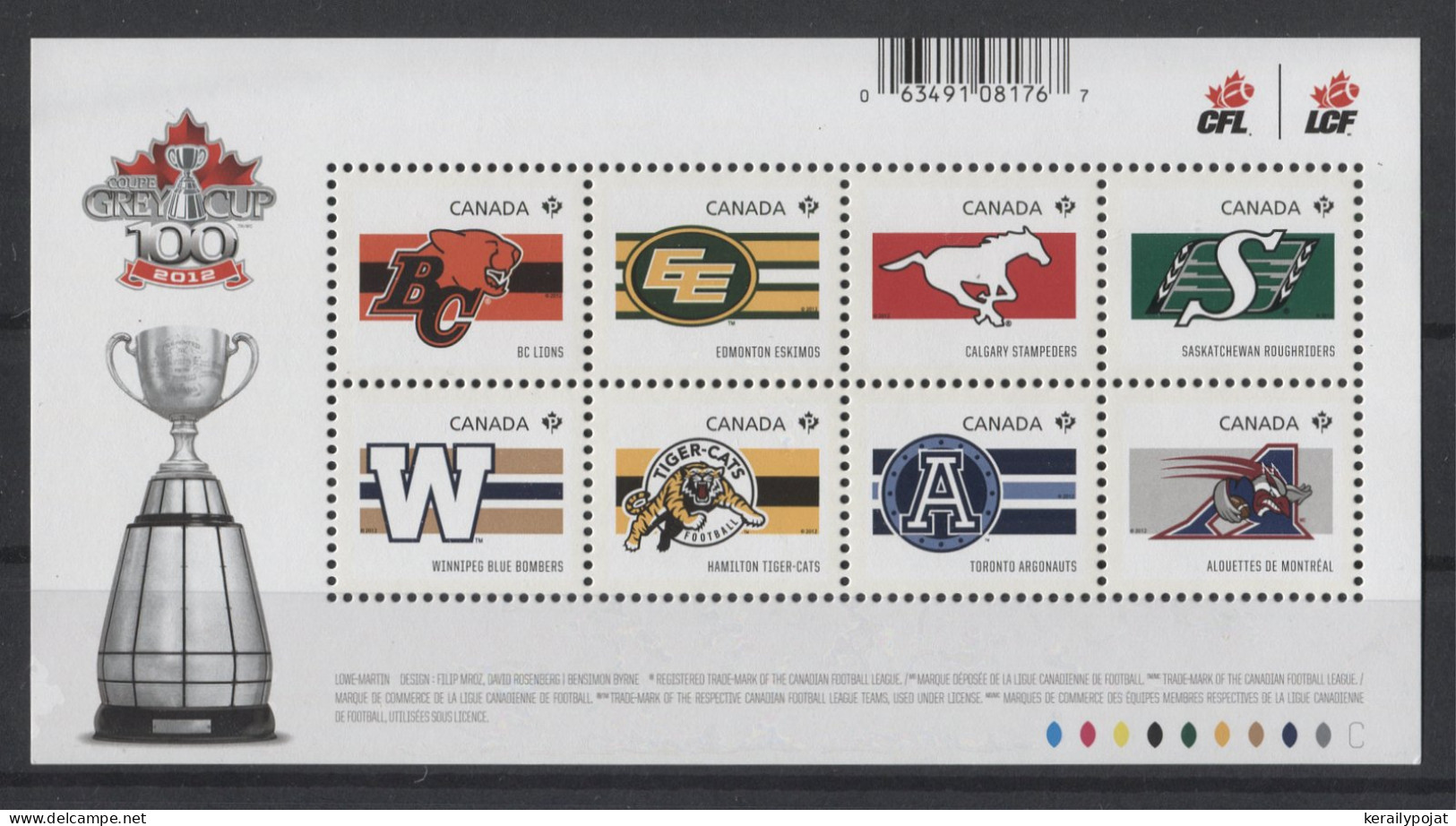 Canada - 2012 Canadian League American Football Kleinbogen MNH__(TH-24650) - Blocks & Kleinbögen