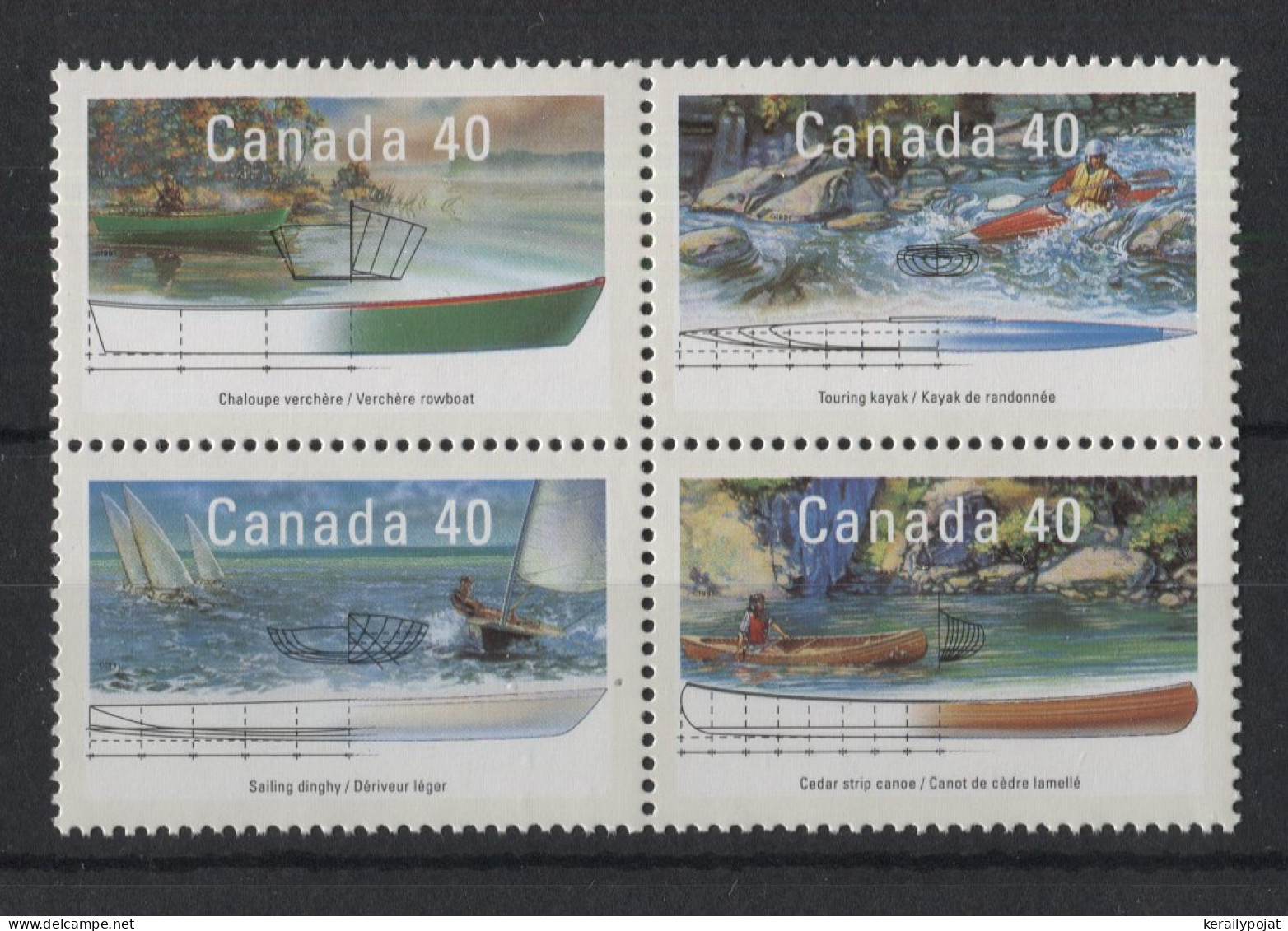 Canada - 1991 Boats Block Of Four MNH__(TH-23879) - Blocks & Kleinbögen