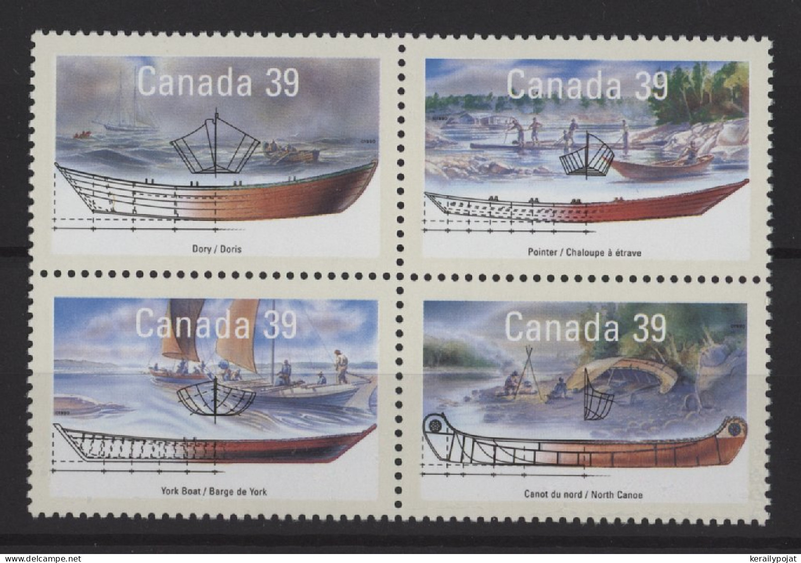 Canada - 1990 Boats Block Of Four MNH__(TH-25171) - Blocs-feuillets