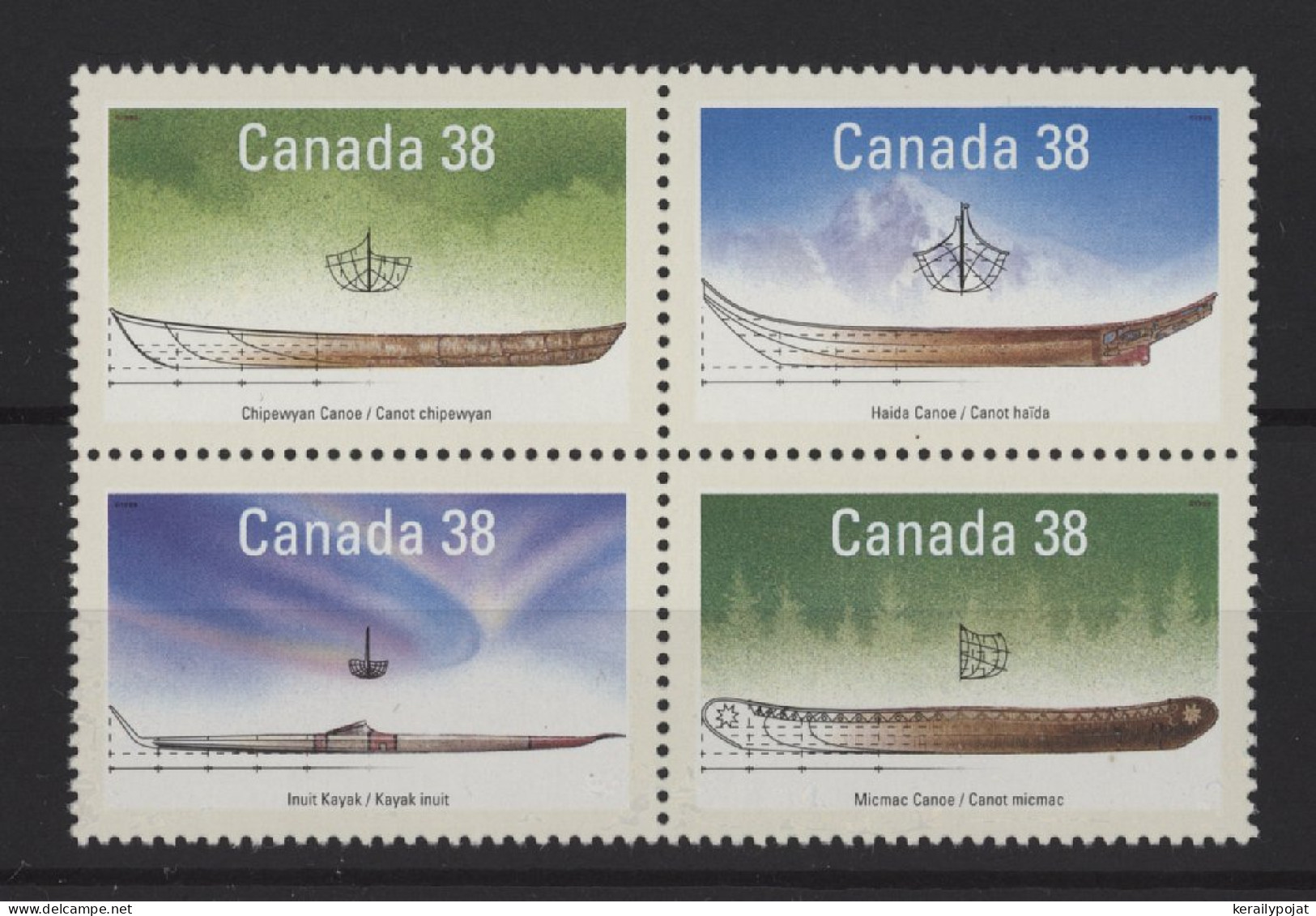 Canada - 1989 Indigenous Boats Block Of Four MNH__(TH-25160) - Blokken & Velletjes