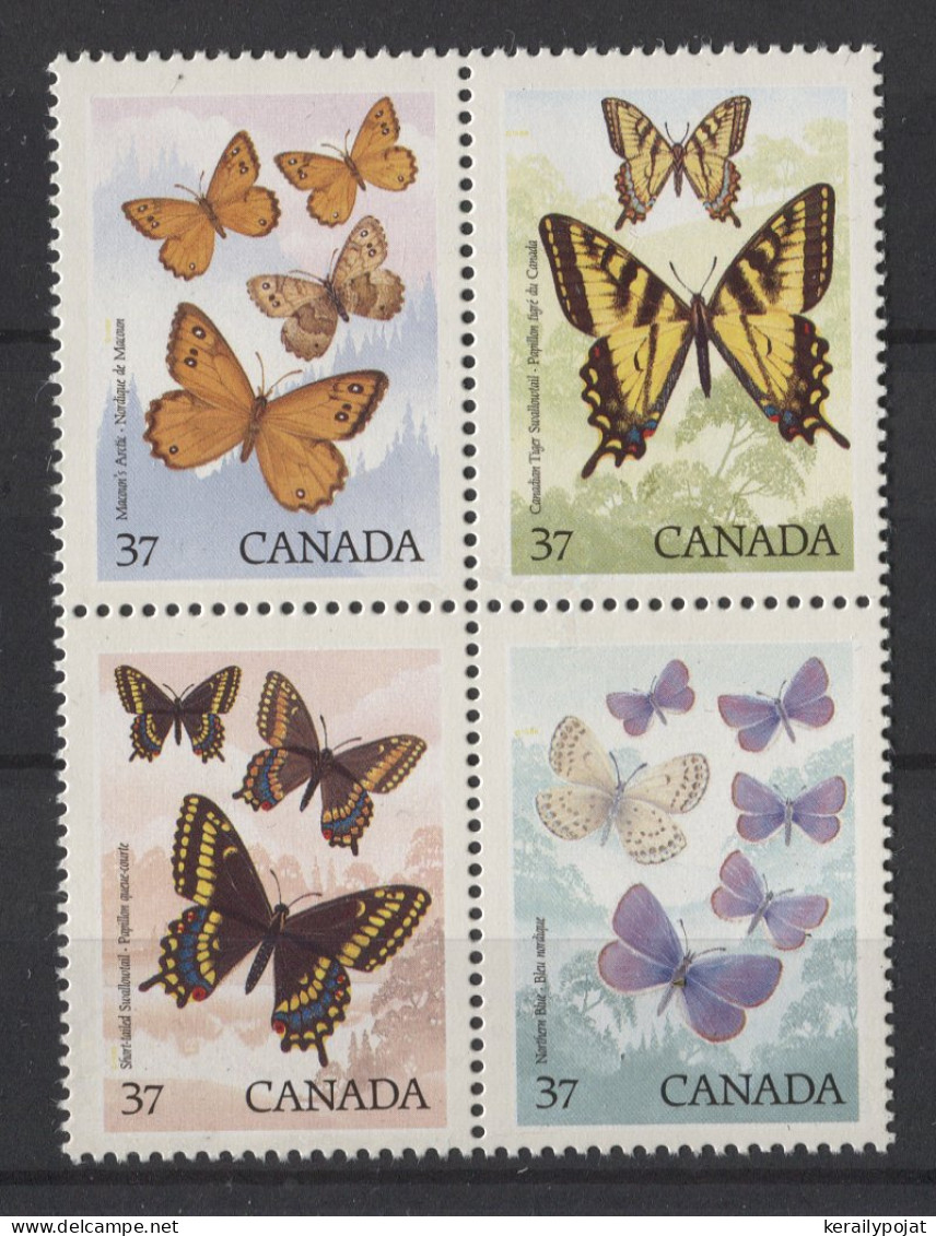 Canada - 1988 Butterflies Block Of Four MNH__(TH-24822) - Blocks & Kleinbögen