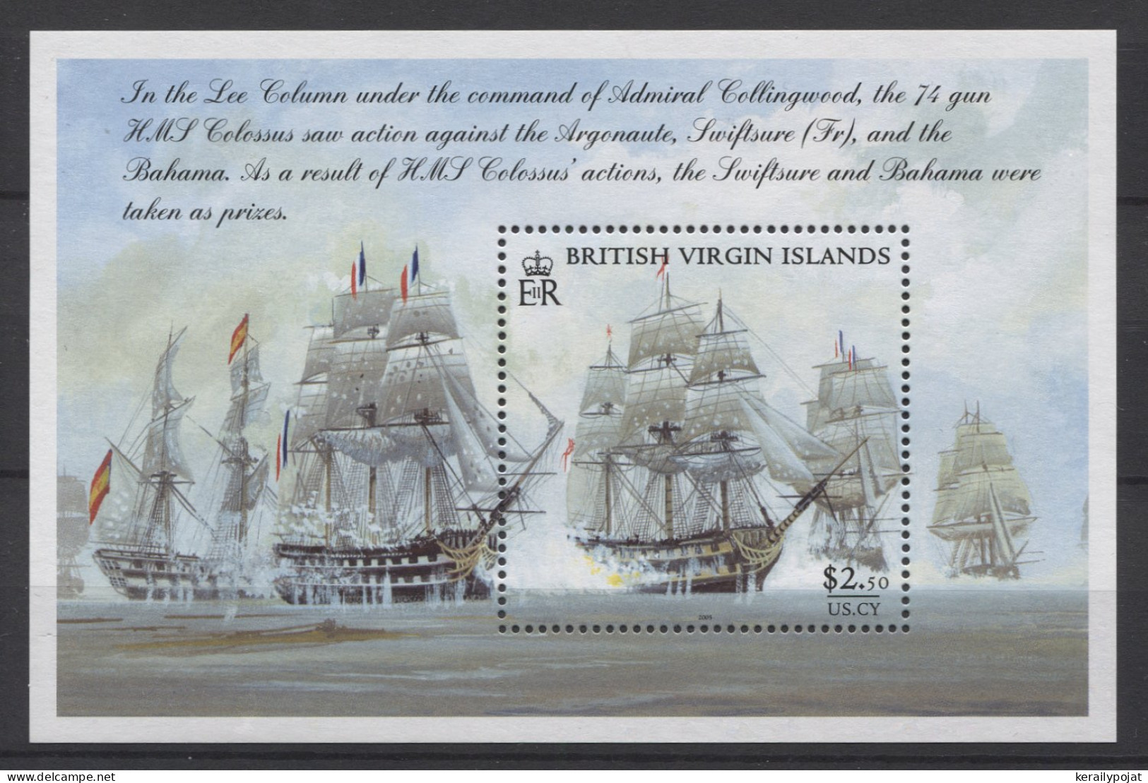 British Virgin Islands - 2005 Battle Of Trafalgar Block MNH__(TH-26445) - Iles Vièrges Britanniques