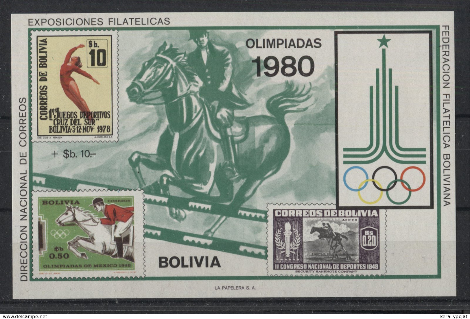 Bolivia - 1979 Olympic Games Block (2) MNH__(TH-24079) - Bolivia