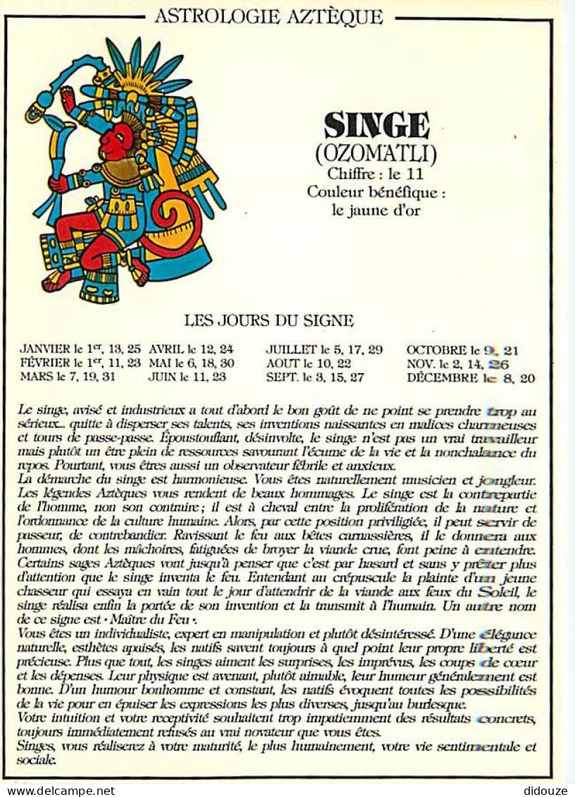 Astrologie - Astrologie Aztèque - Singe - Illustration S Lazourenko - CPM - Carte Neuve - Voir Scans Recto-Verso - Astrology