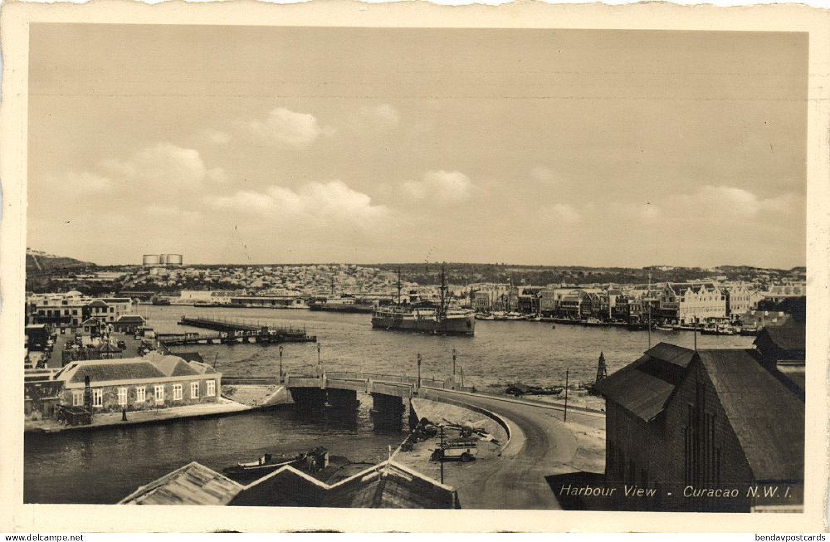 Curacao, N.W.I., WILLEMSTAD, Harbour View (1930s) Holl. Boekhandel RPPC Postcard - Curaçao