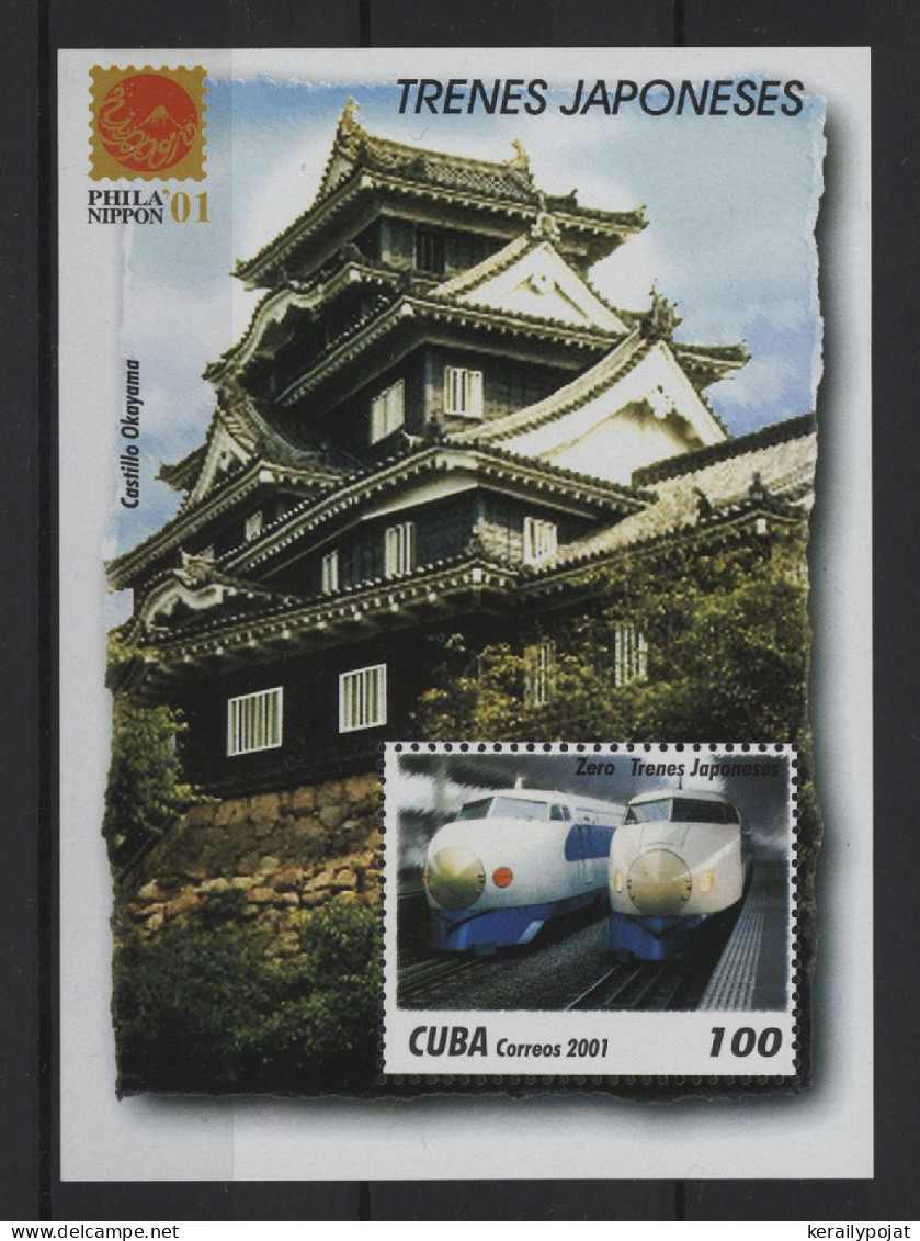 Cuba - 2001 Japanese Railcars Block MNH__(TH-25532) - Blocks & Kleinbögen