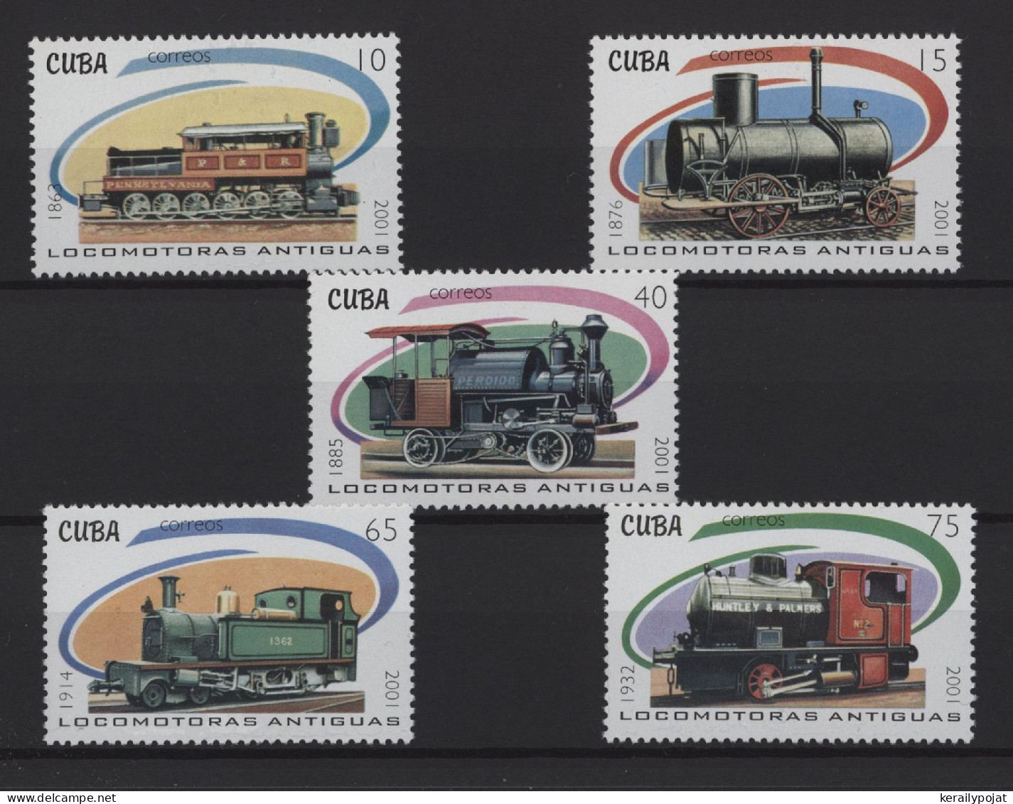 Cuba - 2001 Steam Locomotives MNH__(TH-27546) - Unused Stamps