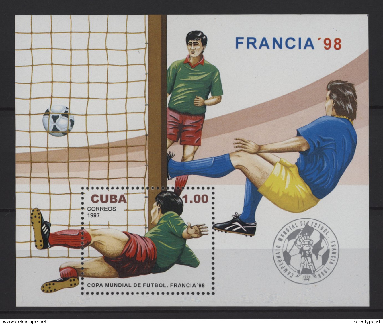 Cuba - 1997 Football World Cup Block MNH__(TH-27524) - Blokken & Velletjes